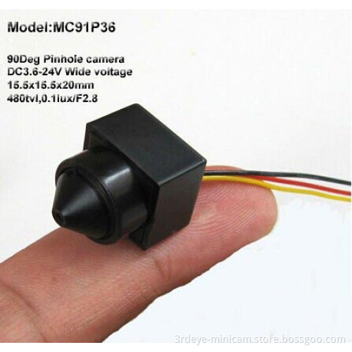 Mini Security Camera (3.6-24V wide voltage, 480tvl, 90 deg angle)